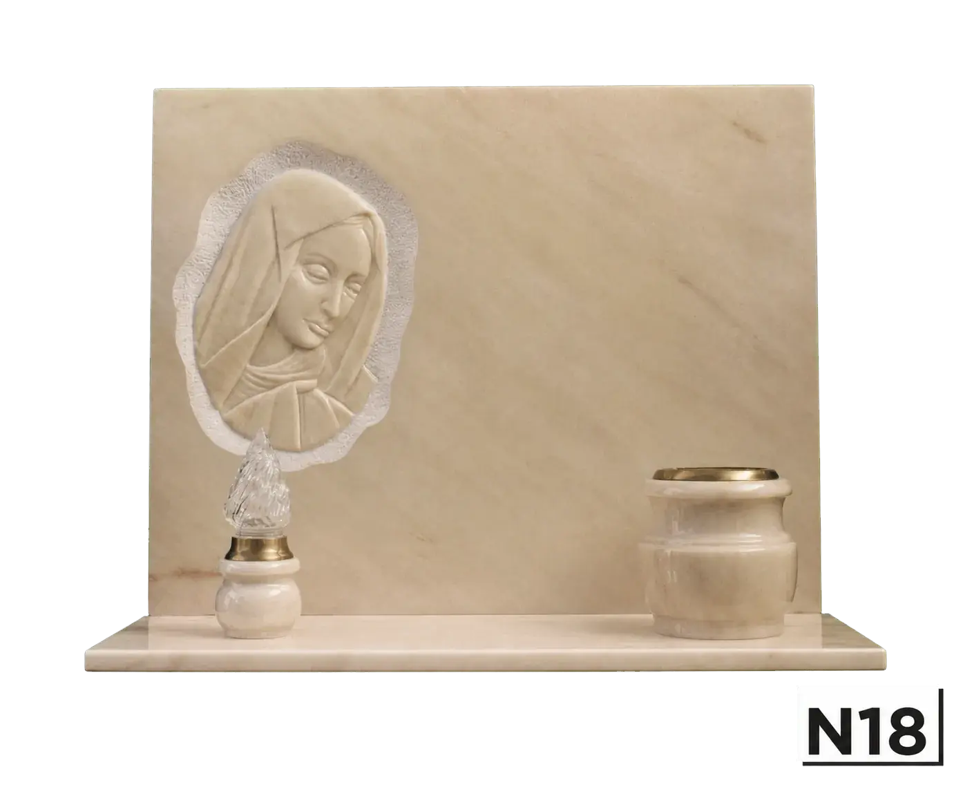 Lapide Rosa con scultura Madonna — Rosa