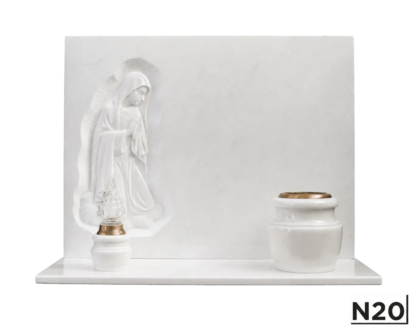 Lapide bianca con Madonna con nuvola — Bianco