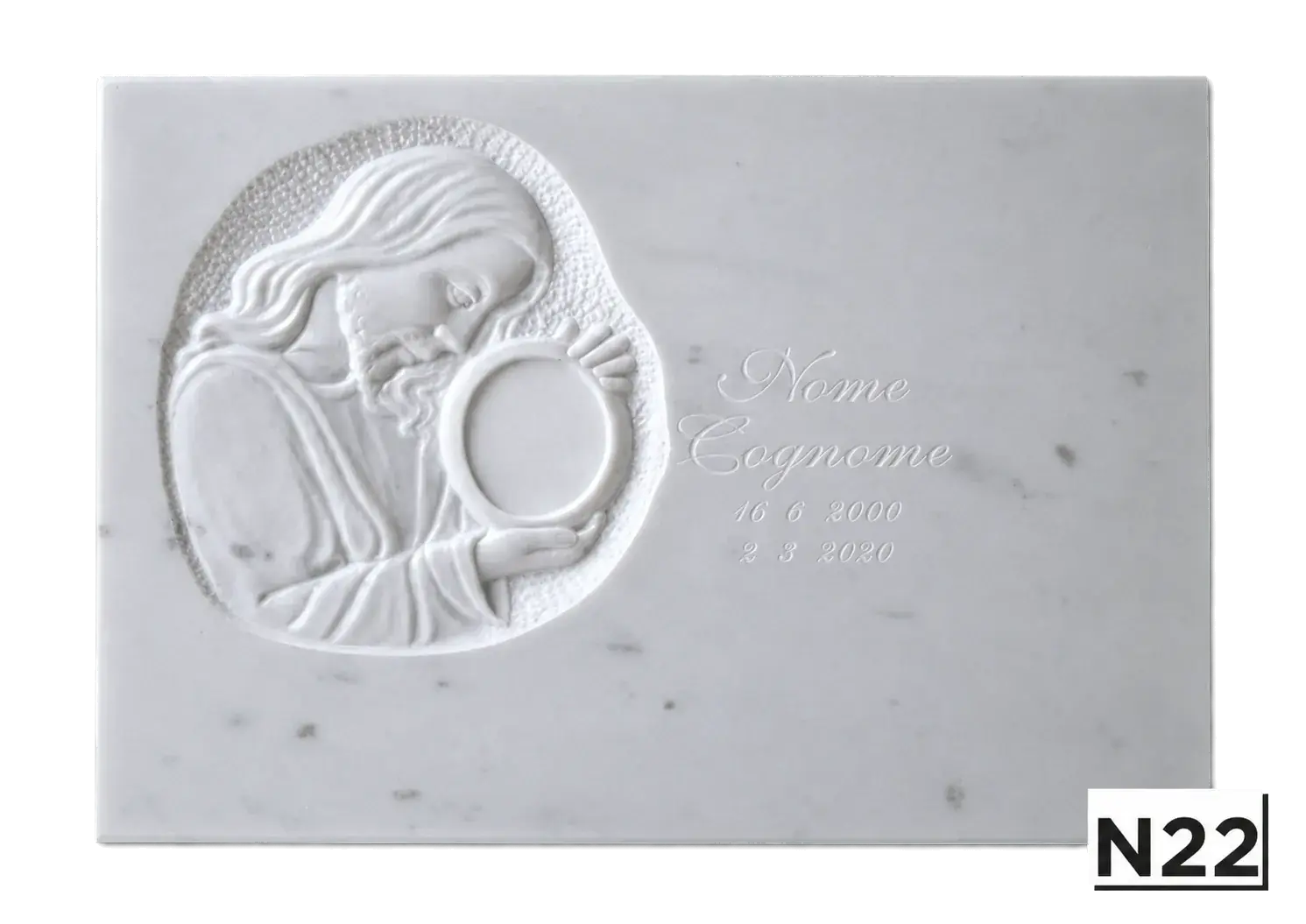 Lapide bianca con Cristo portafoto — Bianco