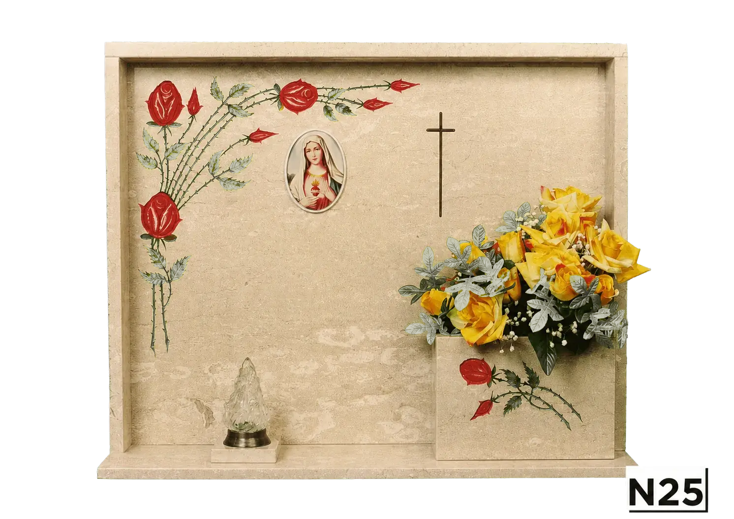 Lapide Coreno con tralcio di rose — Perlato di Coreno
