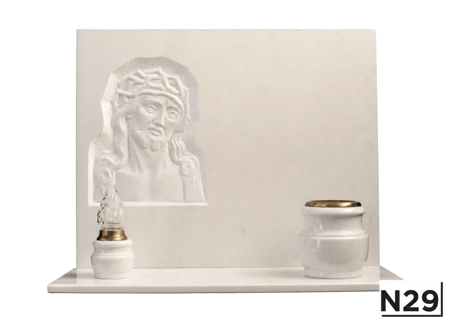 Lapide bianca con Cristo con le spine, pannello rettangolare — Bianco
