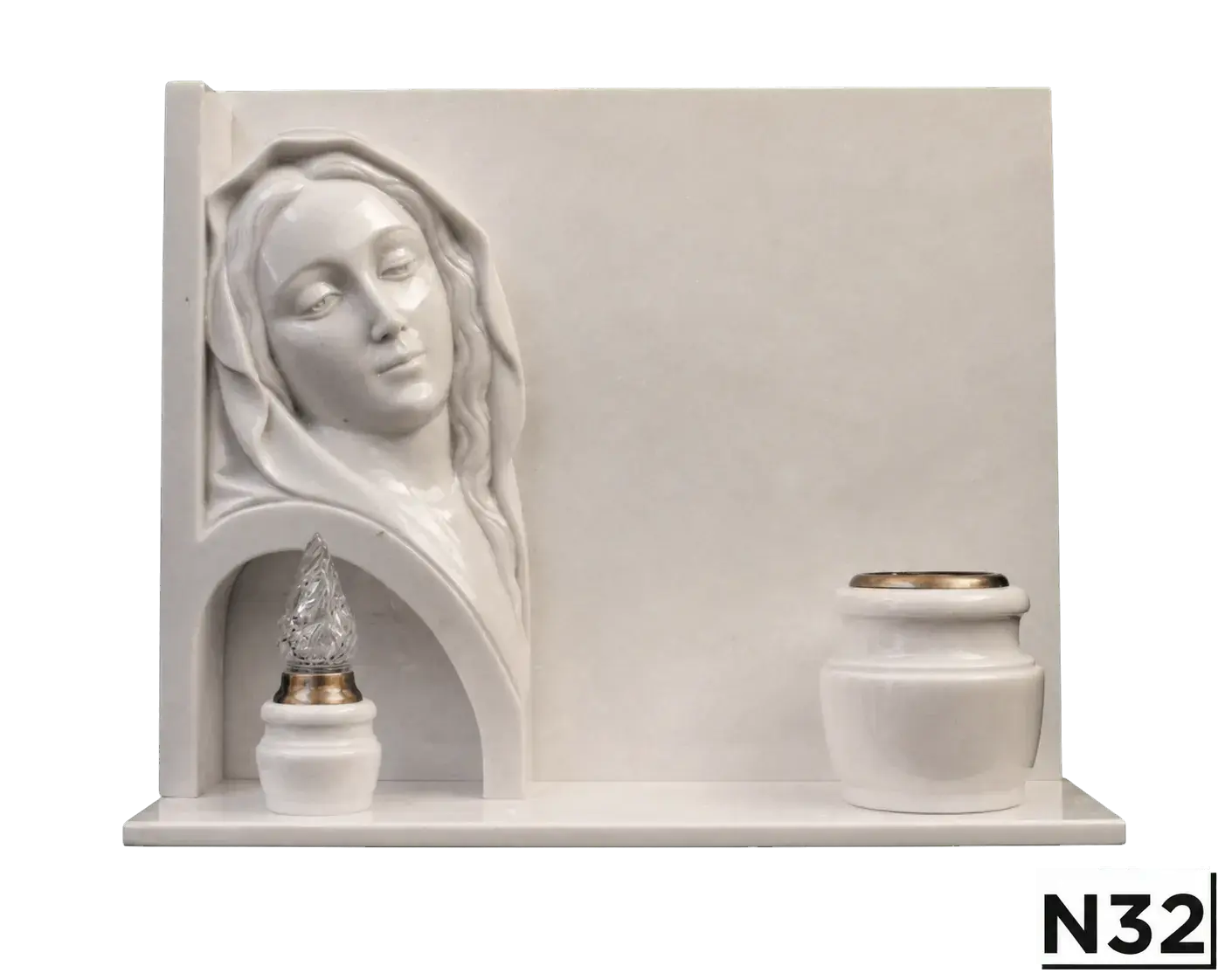 Lapide bianca con Madonna a massello — Bianco
